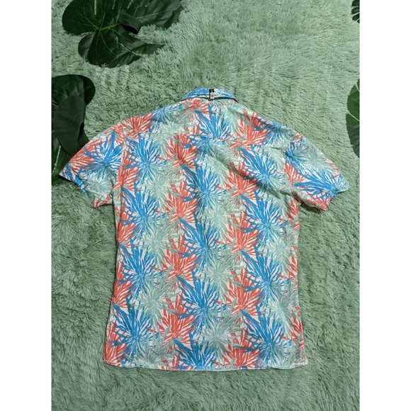 🍑TRIPLIX Tropical Printed Summer shirt men Size Medium 320 - Picture 9 of 11